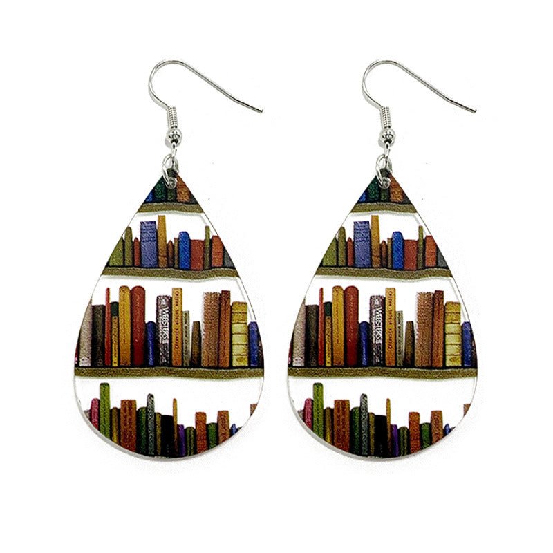 Classic Droplet Splice Bookcase Acrylic Earrings-Jewearrings