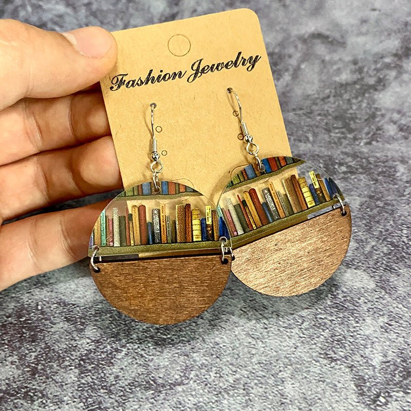 Classic Droplet Splice Bookcase Acrylic Earrings-Jewearrings