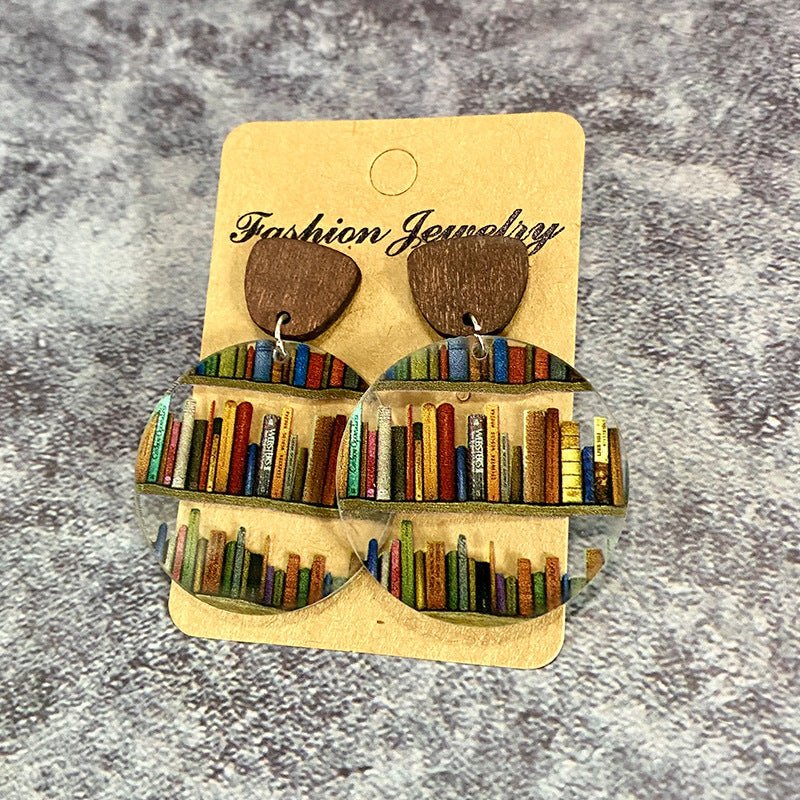 Classic Droplet Splice Bookcase Acrylic Earrings-Jewearrings