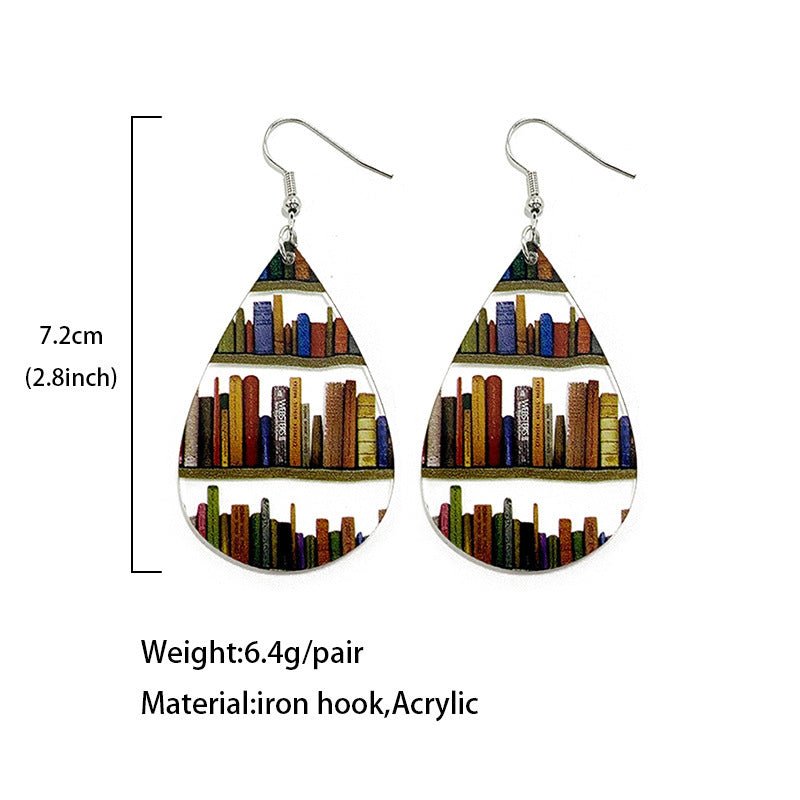 Classic Droplet Splice Bookcase Acrylic Earrings-Jewearrings