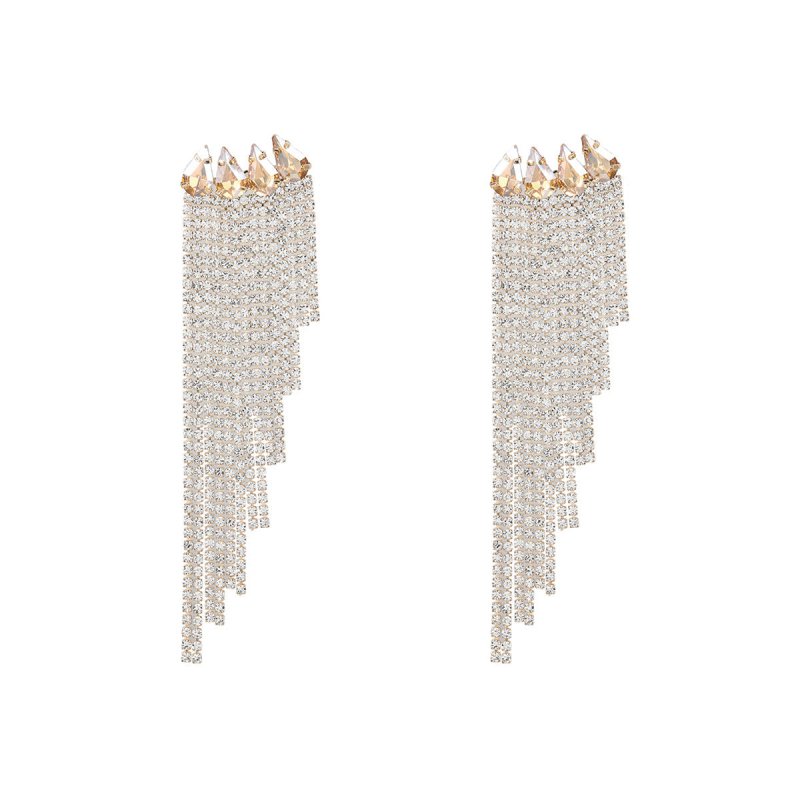 Claw Chain Alloy Diamond-studded Rhinestone Full Diamond Tassel Earrings Women-Jewearrings