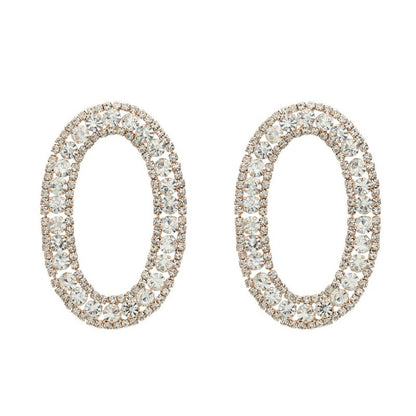 Claw Chain Exaggerated Diamond-embedded Full Diamond Banquet Earrings-Jewearrings