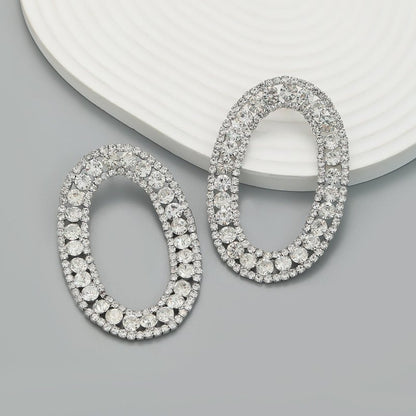 Claw Chain Exaggerated Diamond-embedded Full Diamond Banquet Earrings-Jewearrings