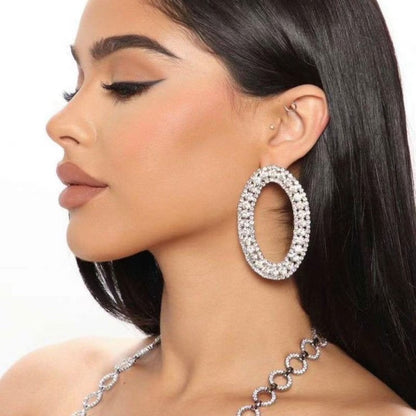 Claw Chain Exaggerated Diamond-embedded Full Diamond Banquet Earrings-Jewearrings