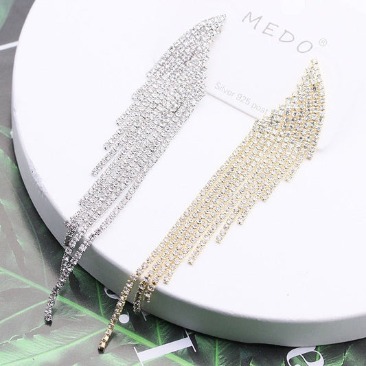 Claw Chain Simple All-match Diamond Wings Tassel Earrings-Jewearrings