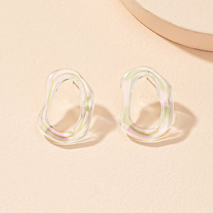 Clear Acrylic Earrings Irregular Circles-Jewearrings