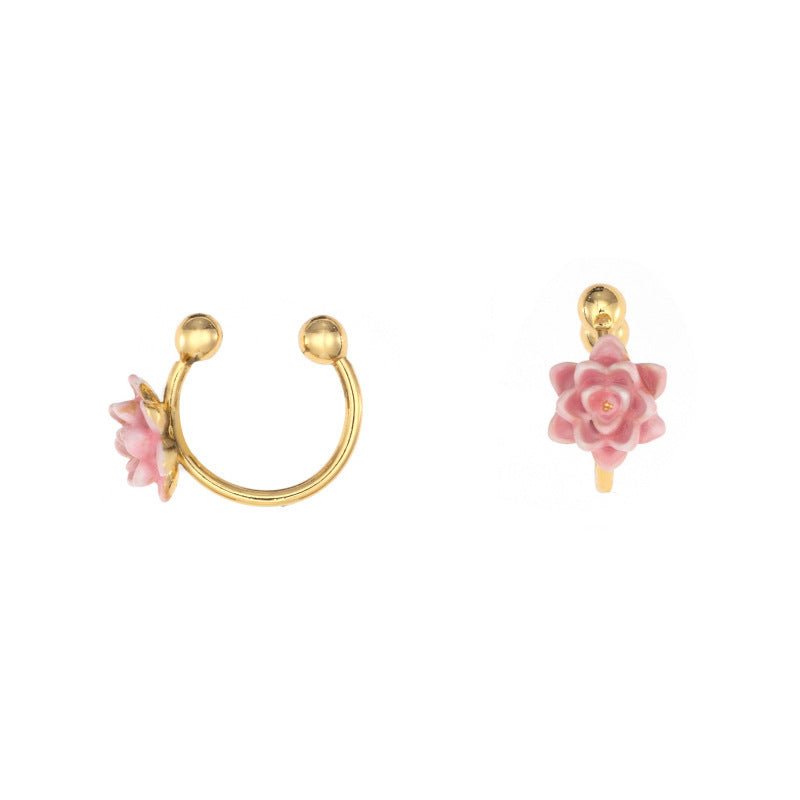 Clip Real Gold Plated Light Luxury Flower Cute Style Earrings-Jewearrings