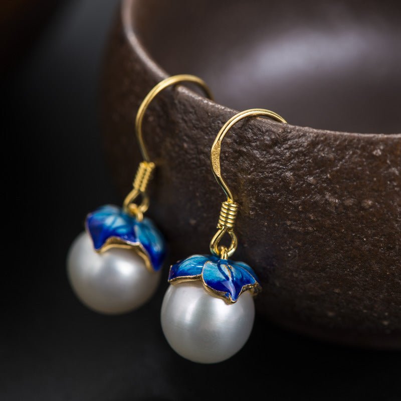 Cloisonne 925 Silver Earrings Sukhothai gold jewelry design freshwater pearl earrings earrings lotus female wholesale-Jewearrings