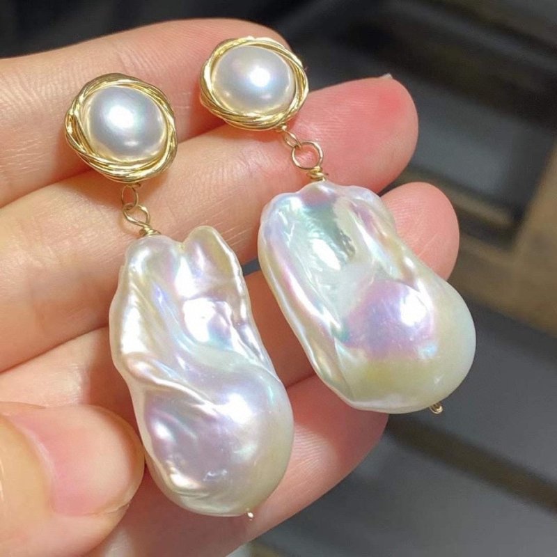 Cloud Light Baroque Pearl Earrings-Jewearrings