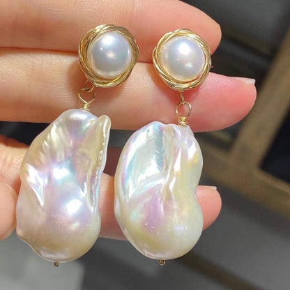 Cloud Light Baroque Pearl Earrings-Jewearrings