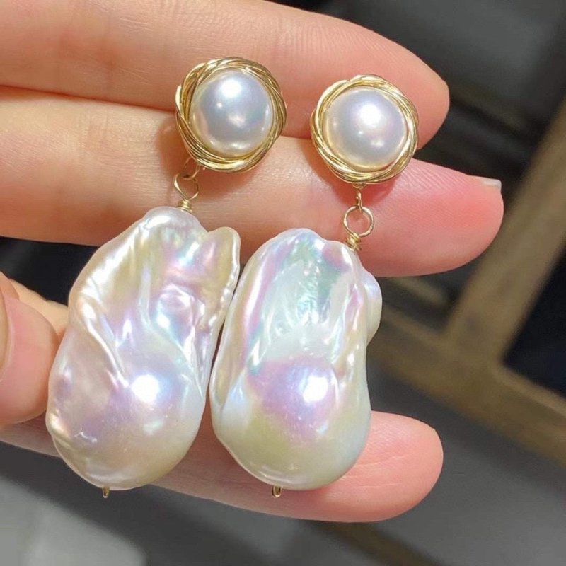 Cloud Light Baroque Pearl Earrings-Jewearrings