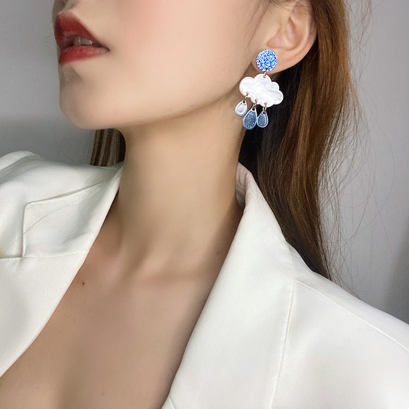 Cloud Raindrop Acrylic Earrings Korean Temperament-Jewearrings