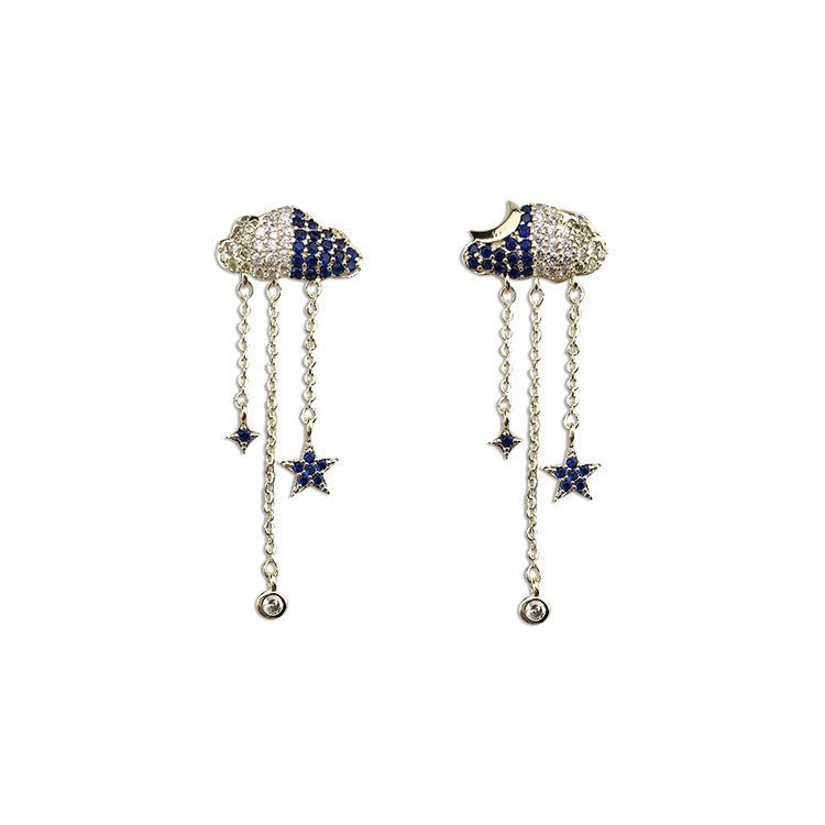 Clouds Tassels Long Female Zircon Earrings S925 Silver Needle-Jewearrings