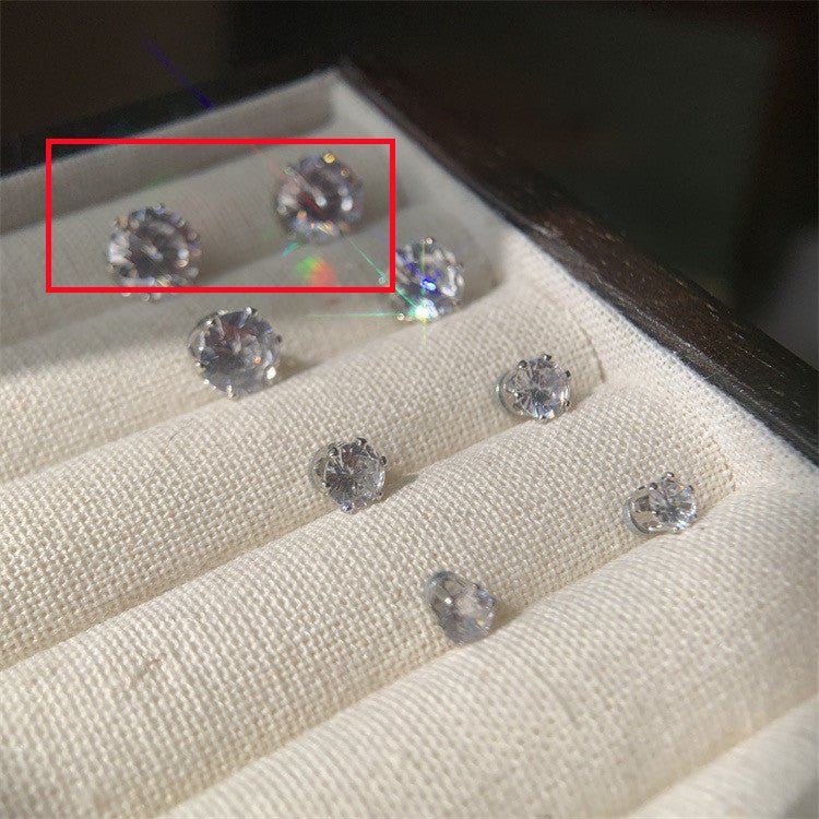 Cochlear Nail Magnet Diamond Zircon Stud Earrings-Jewearrings