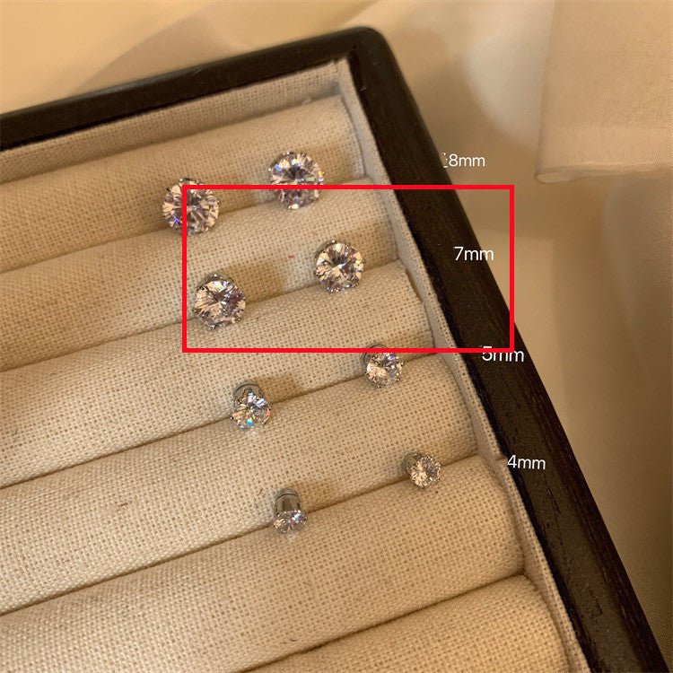 Cochlear Nail Magnet Diamond Zircon Stud Earrings-Jewearrings