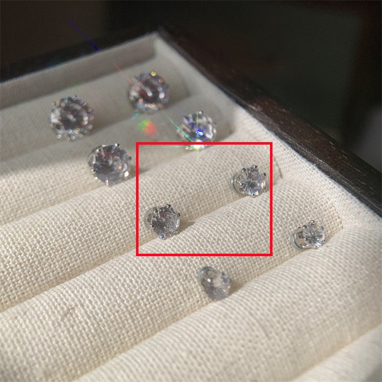 Cochlear Nail Magnet Diamond Zircon Stud Earrings-Jewearrings