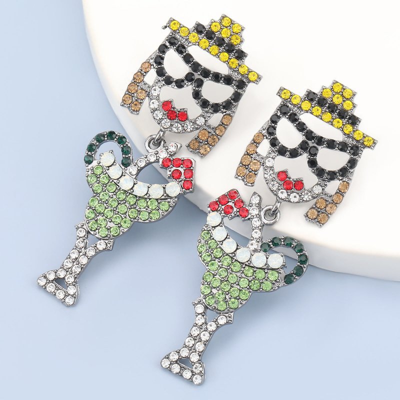 Coconut Tree Alloy Diamond And Acrylic Earrings-Jewearrings