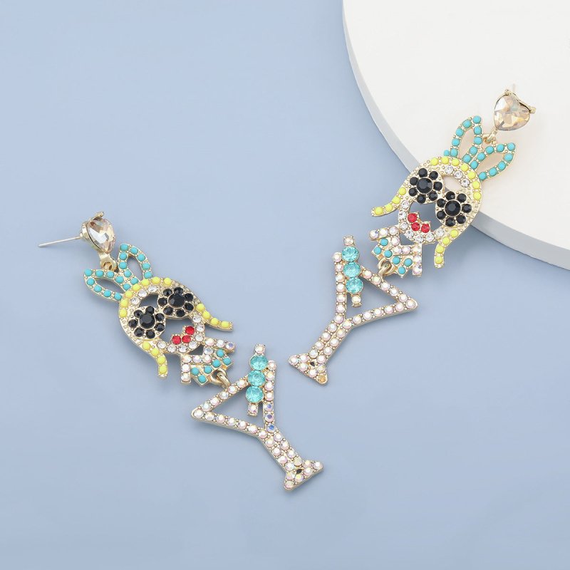 Coconut Tree Alloy Diamond And Acrylic Earrings-Jewearrings