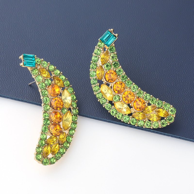 Coconut Tree Alloy Diamond And Acrylic Earrings-Jewearrings