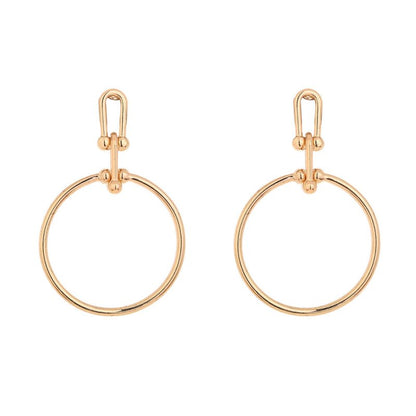 Cold Wind Metal Texture Retro U-shaped Earrings Simple And Versatile Hoop Earrings-Jewearrings