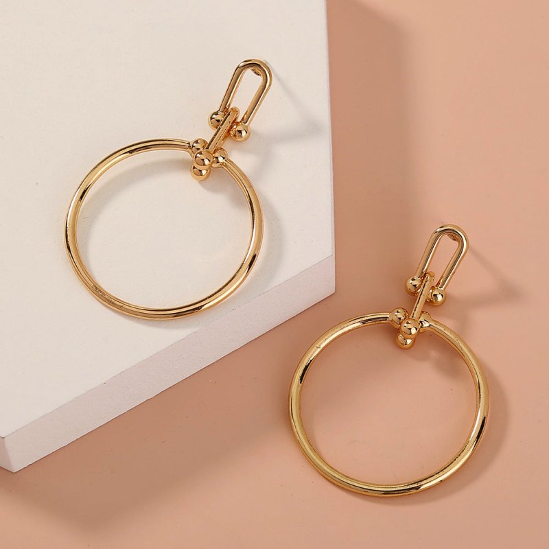 Cold Wind Metal Texture Retro U-shaped Earrings Simple And Versatile Hoop Earrings-Jewearrings