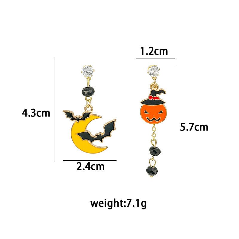 Color Matching Cartoon Trendy Cool Personality Wild Pumpkin Ghost Earrings-Jewearrings