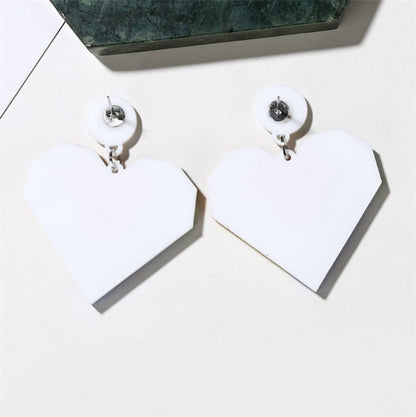 Color Puzzle Love Acrylic Peach Heart Pendant Earrings-Jewearrings