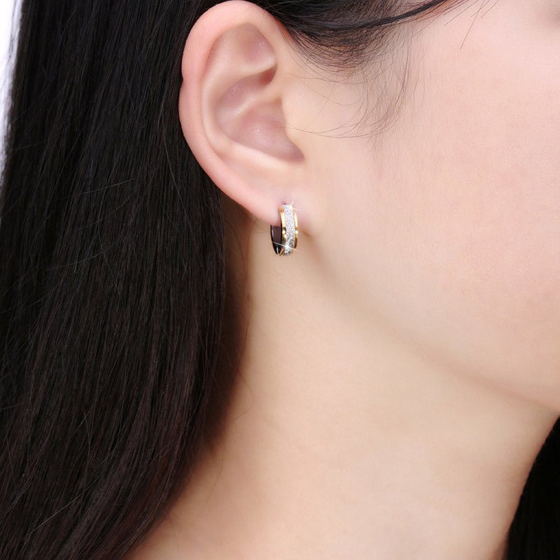 Color Silver & gold color of the punk rock of stainless steel small hoop earrings-Jewearrings