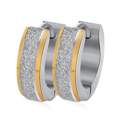 Color Silver & gold color of the punk rock of stainless steel small hoop earrings-Jewearrings