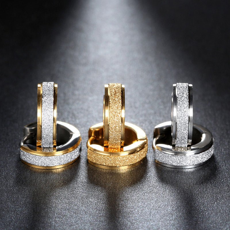 Color Silver & gold color of the punk rock of stainless steel small hoop earrings-Jewearrings