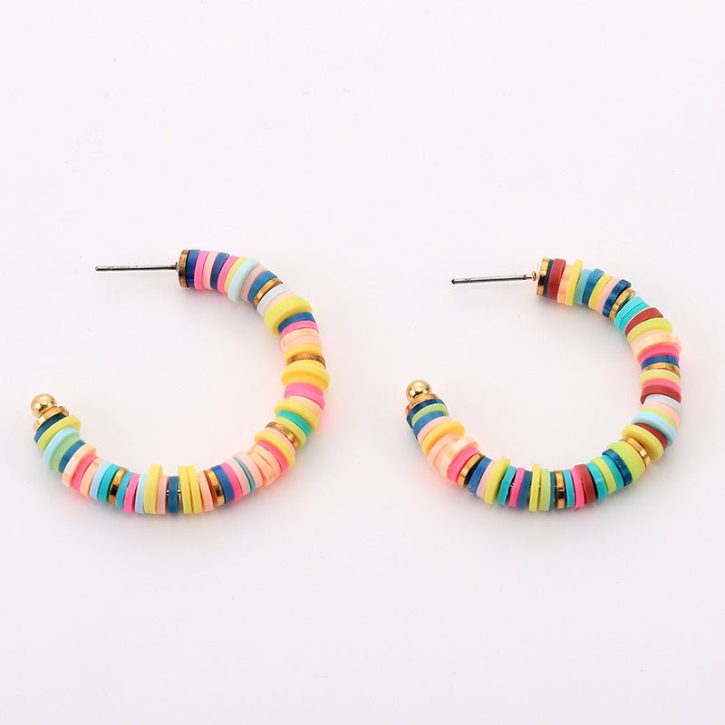 Colored Clay Hoop Earrings European And American Ins Style Hip Hop Exaggerated Earrings-Jewearrings