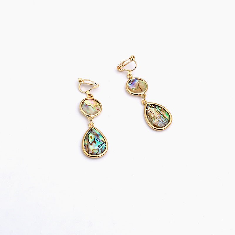 Colorful Abalone Shell Water Drop Earrings Non-piercing Ear Clip-Jewearrings