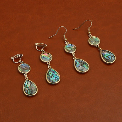 Colorful Abalone Shell Water Drop Earrings Non-piercing Ear Clip-Jewearrings