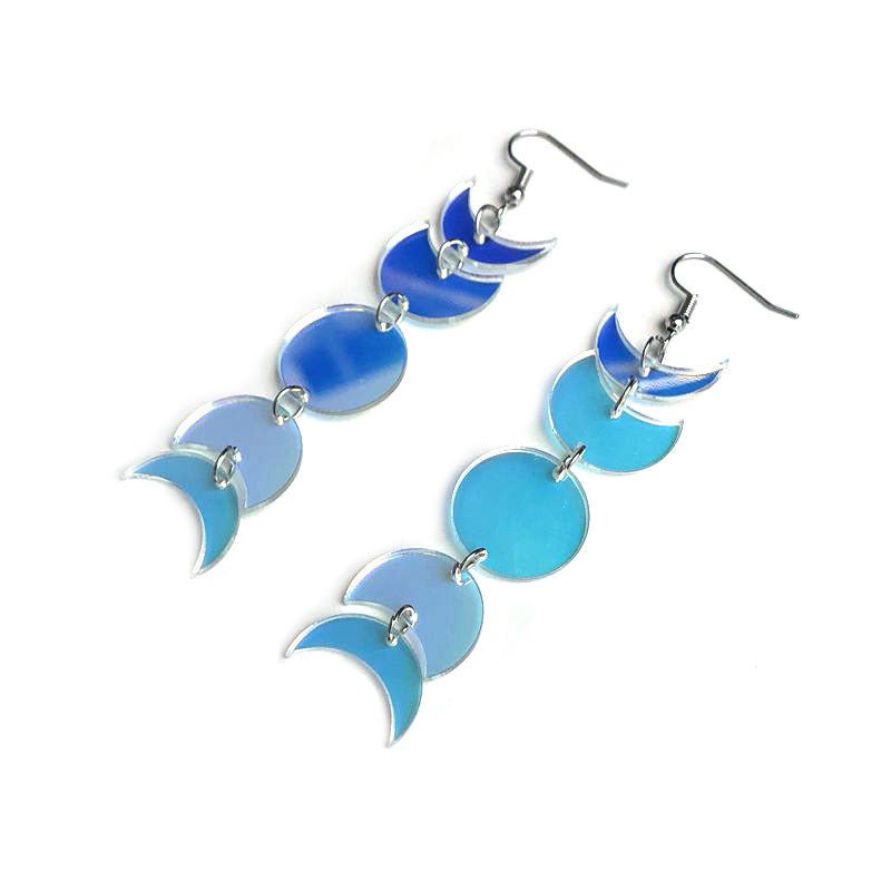 Colorful Acrylic Geometric Round Moon Long Women's Earrings-Jewearrings