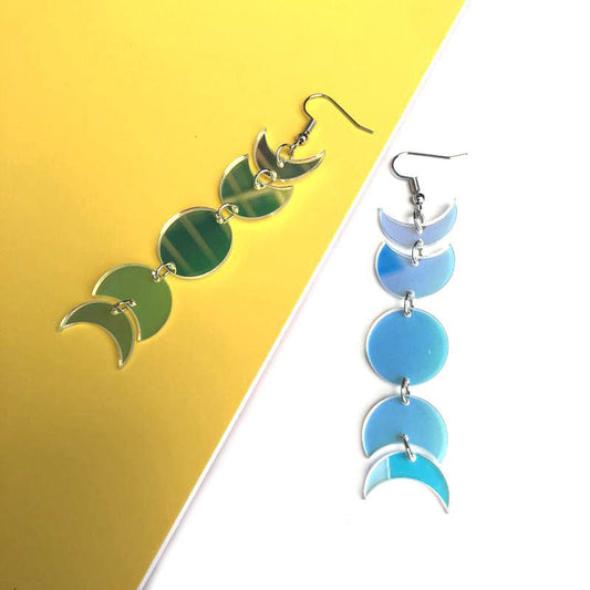 Colorful Acrylic Geometric Round Moon Long Women's Earrings-Jewearrings