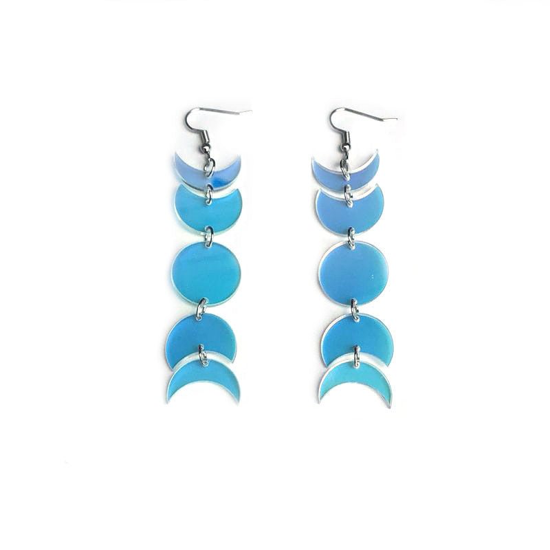 Colorful Acrylic Geometric Round Moon Long Women's Earrings-Jewearrings