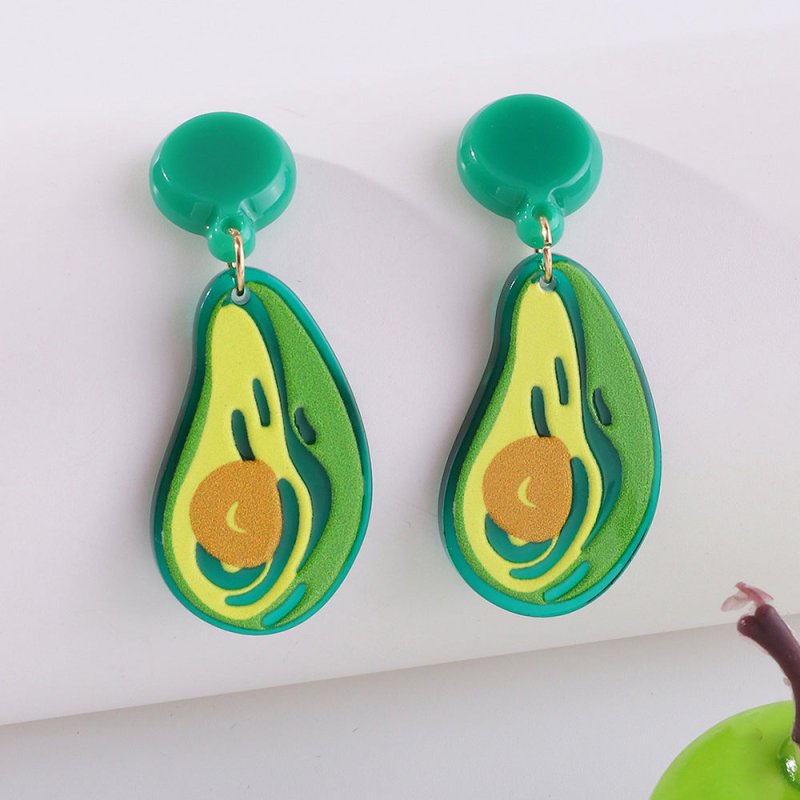 Colorful Acrylic Sheet Avocado Earrings-Jewearrings