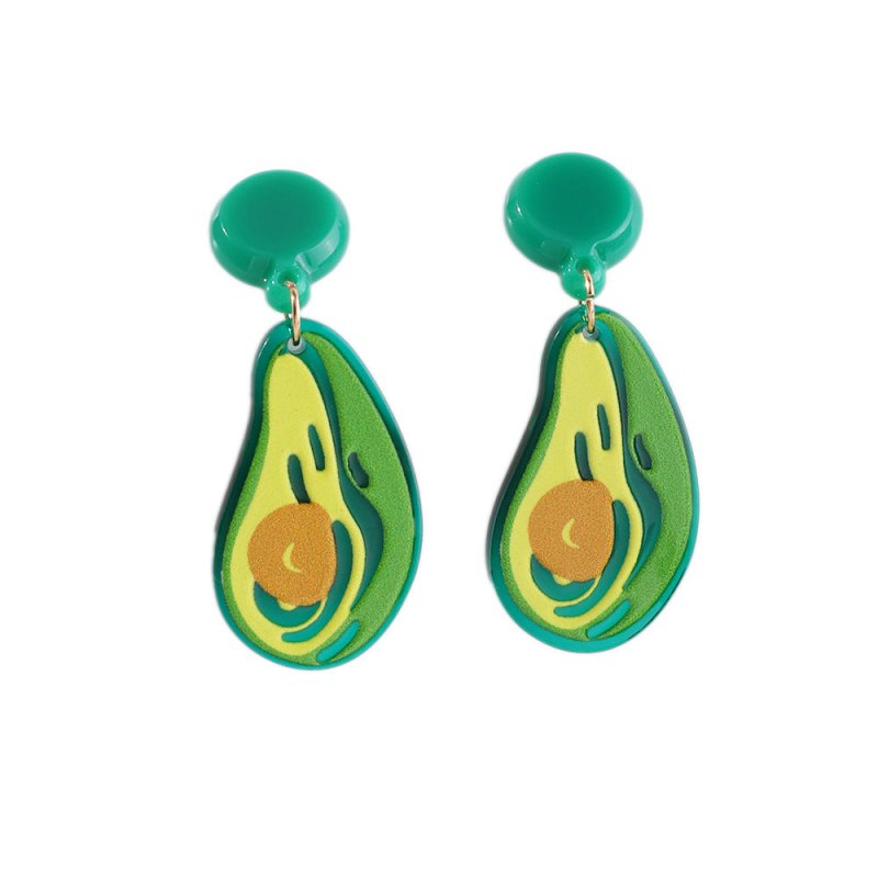 Colorful Acrylic Sheet Avocado Earrings-Jewearrings