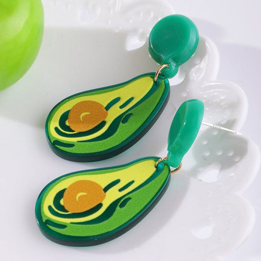 Colorful Acrylic Sheet Avocado Earrings-Jewearrings