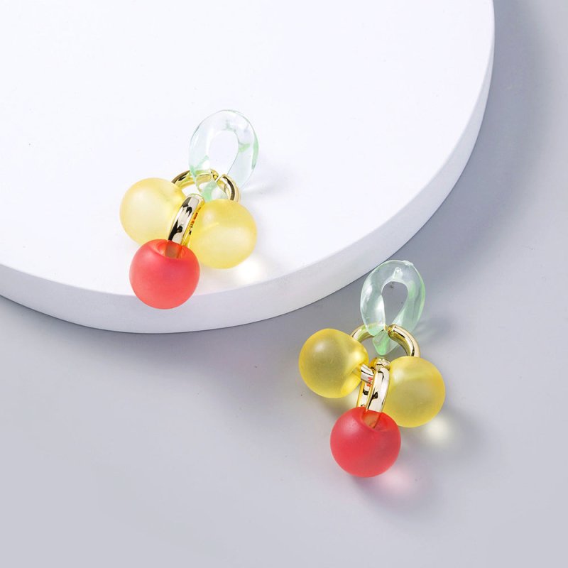 Colorful Cute Round Ball Candy Acrylic Spherical Earrings-Jewearrings