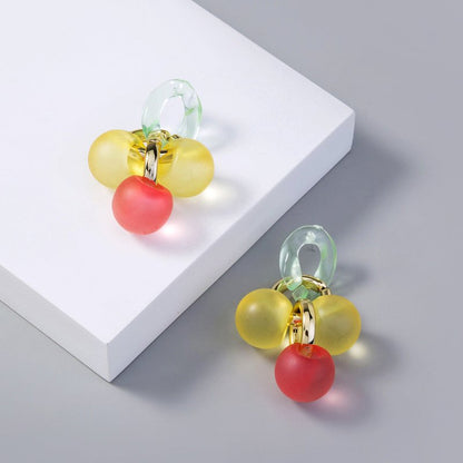 Colorful Cute Round Ball Candy Acrylic Spherical Earrings-Jewearrings