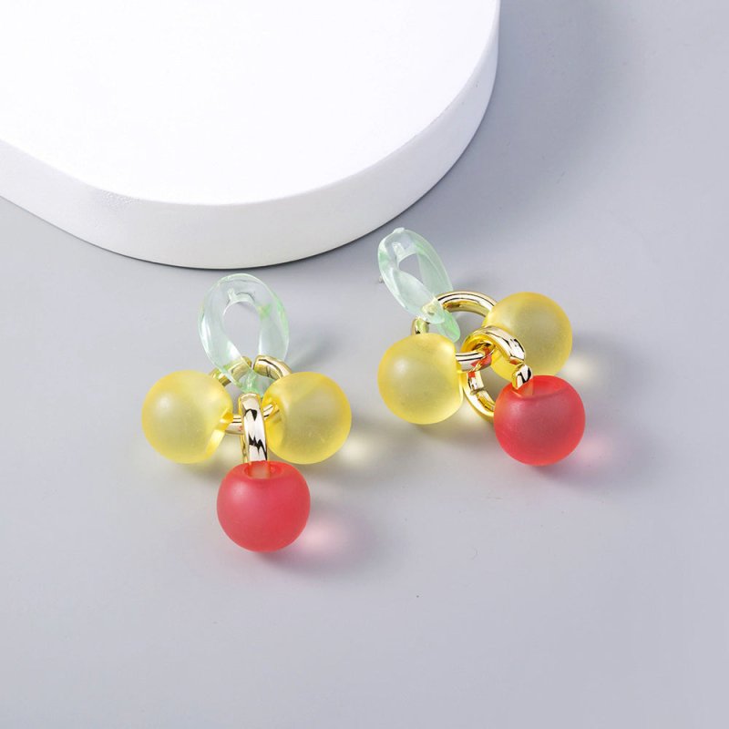 Colorful Cute Round Ball Candy Acrylic Spherical Earrings-Jewearrings