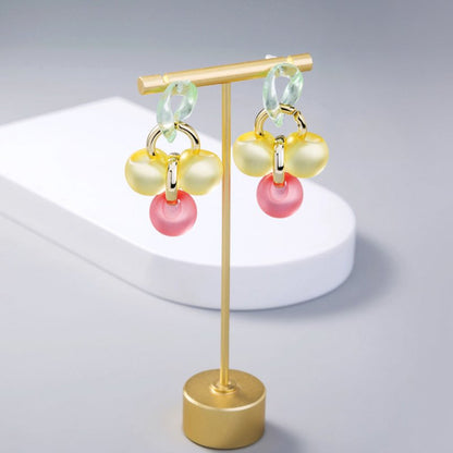 Colorful Cute Round Ball Candy Acrylic Spherical Earrings-Jewearrings