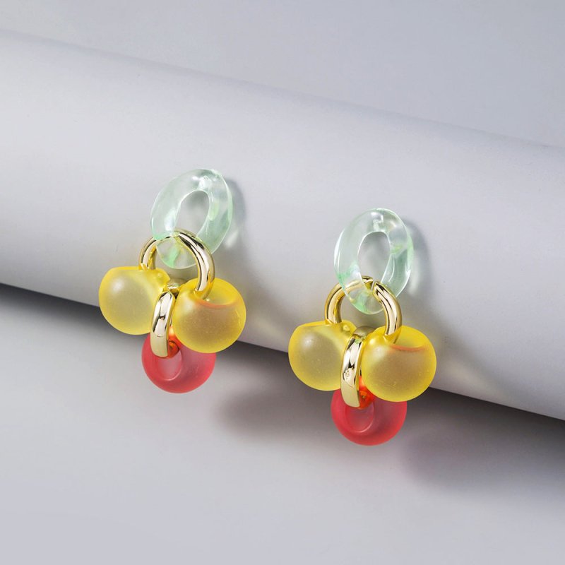 Colorful Cute Round Ball Candy Acrylic Spherical Earrings-Jewearrings