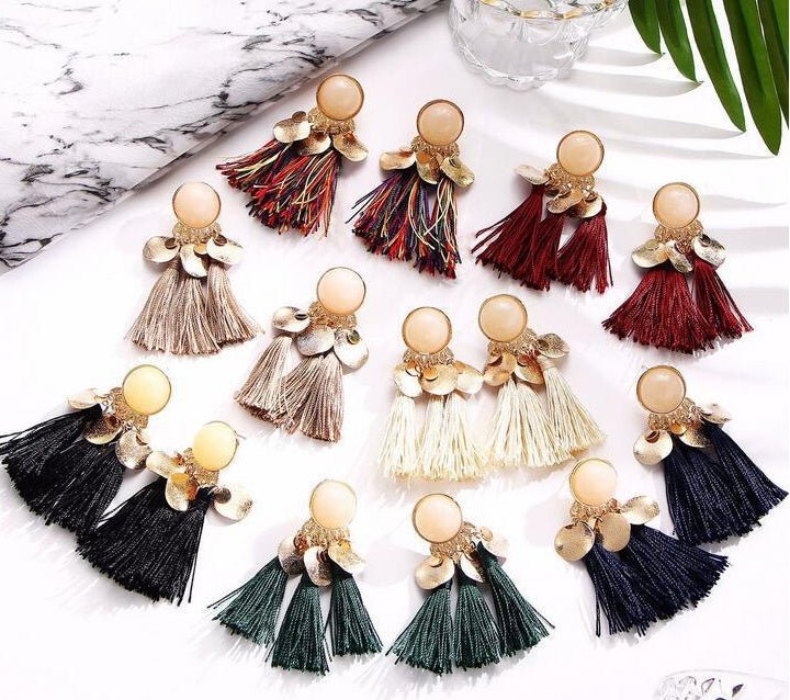 Colorful diamond-studded temperament tassel earrings earrings-Jewearrings