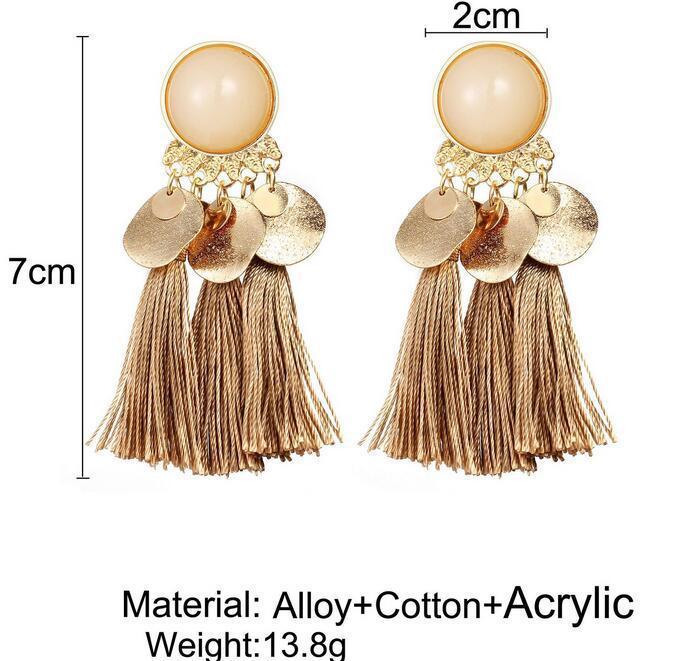 Colorful diamond-studded temperament tassel earrings earrings-Jewearrings