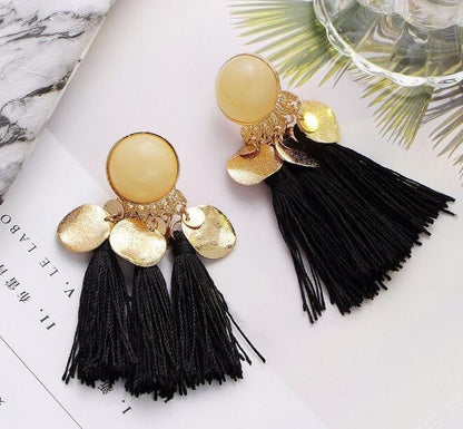 Colorful diamond-studded temperament tassel earrings earrings-Jewearrings