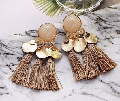 Colorful diamond-studded temperament tassel earrings earrings-Jewearrings