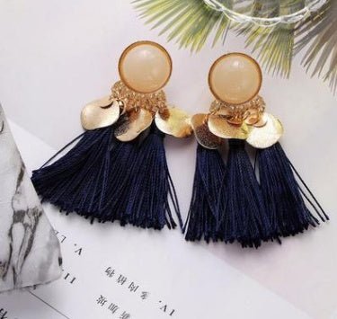 Colorful diamond-studded temperament tassel earrings earrings-Jewearrings