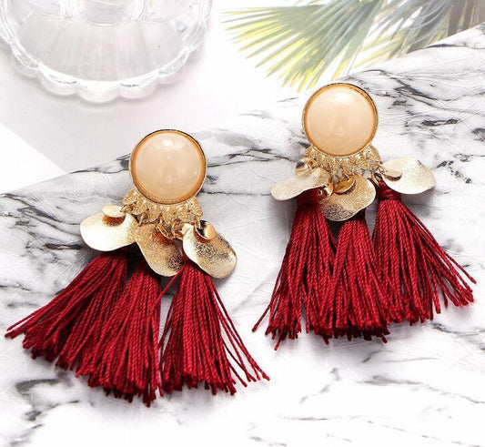 Colorful diamond-studded temperament tassel earrings earrings-Jewearrings